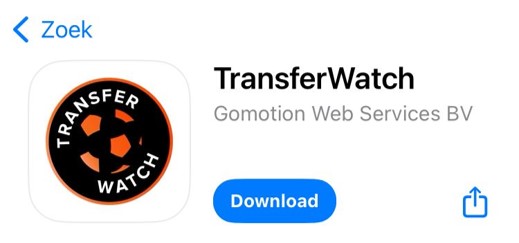 Download nu de Transferwatch.nl app in de Apple Store en Google Play Store!